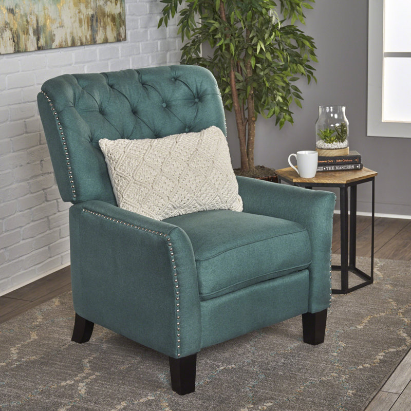 Wellersburg Upholstered Fabric Recliner, Teal