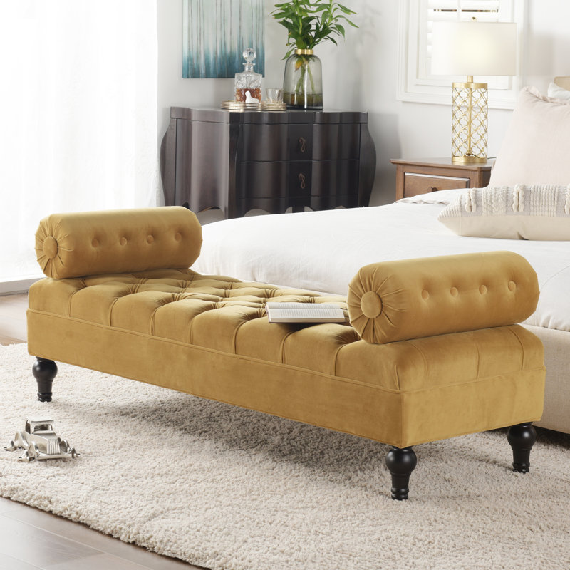 Banc rembourré Hollister, Velours doré