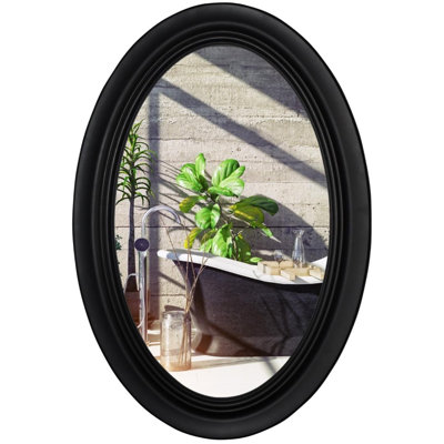 Miroir mural ovale - Cadre décoratif rainuré pour salle de bain ou chambre à coucher