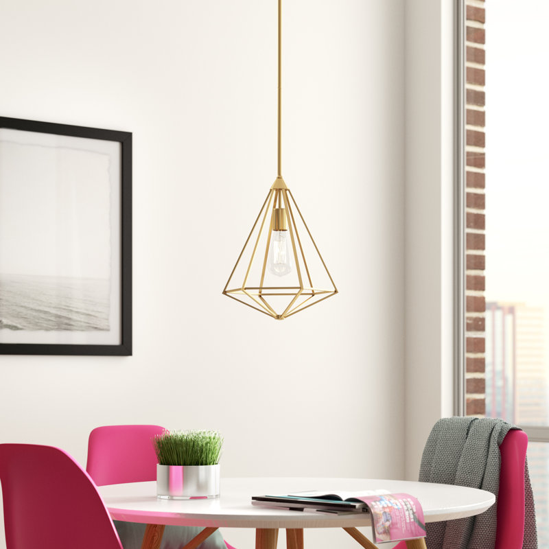 Luminaire suspendu géométrique 1 lumière Durant, Laiton vieilli