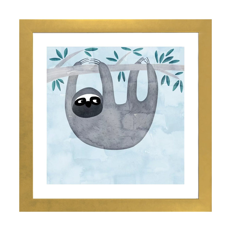 « Sloth » par Nic squirrell-impression, Papier encadré doré, H 24 po x l 24 po x p 1 po, Blanc