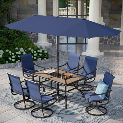 8pcs Outdoor Patio Dining Sets With Umbrella