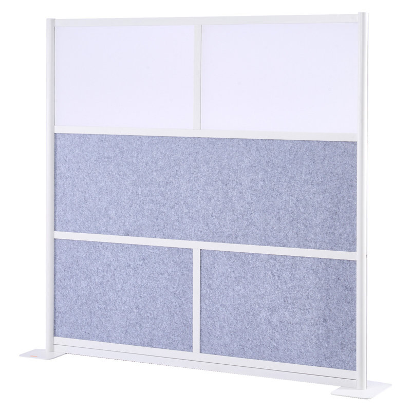 Cloison d'intimité de bureau, lot de 1, paravent modulaire mural 70 po x 70 po, cloison de poste de travail en PET avec fenêtres givrées, panneau d'intimité autoportant pour bibliothèque de bureau