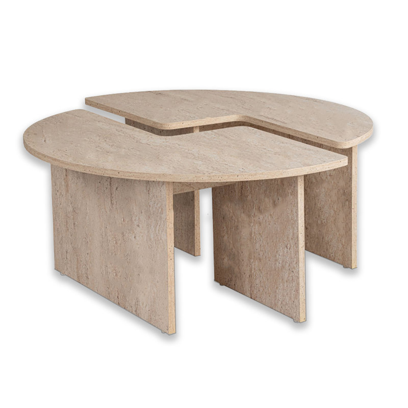 3 Pieces Travertine Round Coffee Table