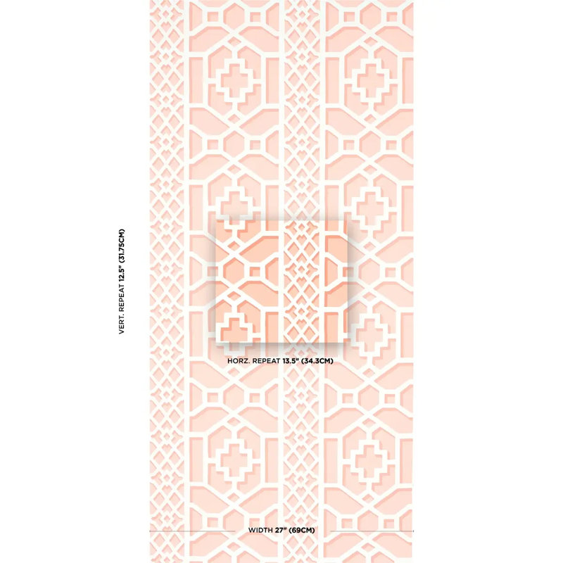Zanzibar Trellis Wallpaper, Coral/White