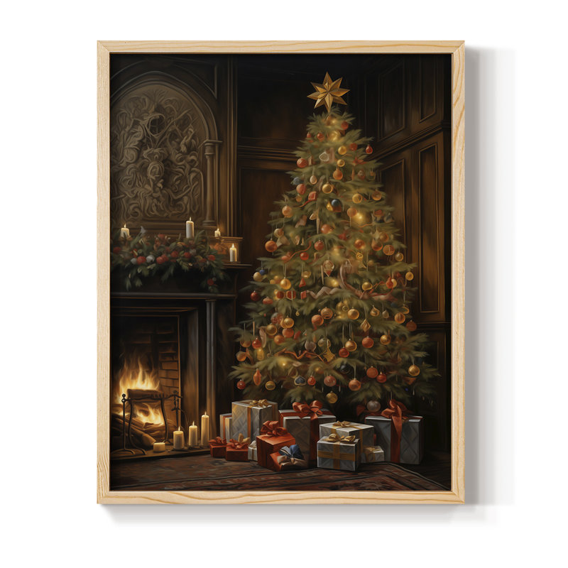 «Christmas Holiday Art» DCLxx, reproduction d'art encadrée - bois massif, Naturel, H 11 po x l 9 po