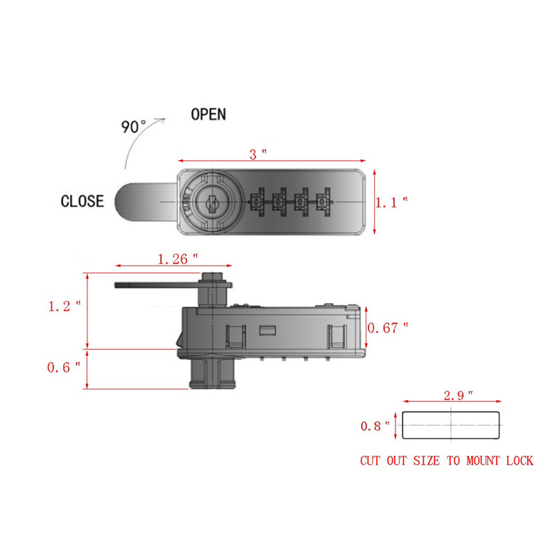Combination Cam Lock Master Key Cabinet Combo Lock Drawer Lock Donation Box Lock Pass Code Pin Work