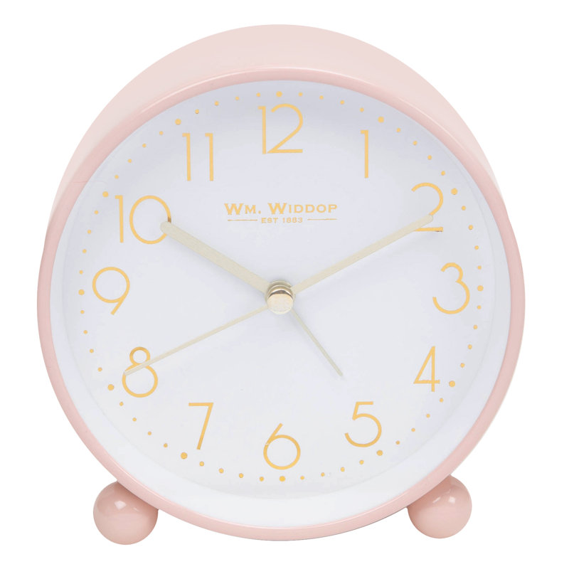 William Sleek & Chic Modern Analogue Metal Quartz Movement / Crystal Alarm Tabletop Clock, Blush Pink