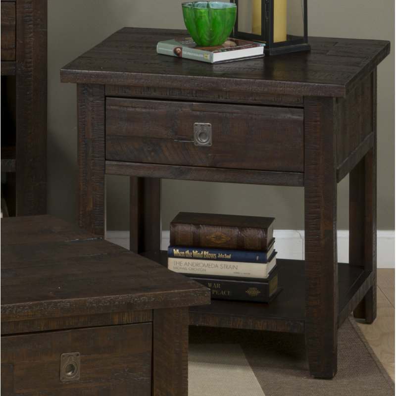 Mariama Solid Wood End Table with Storage