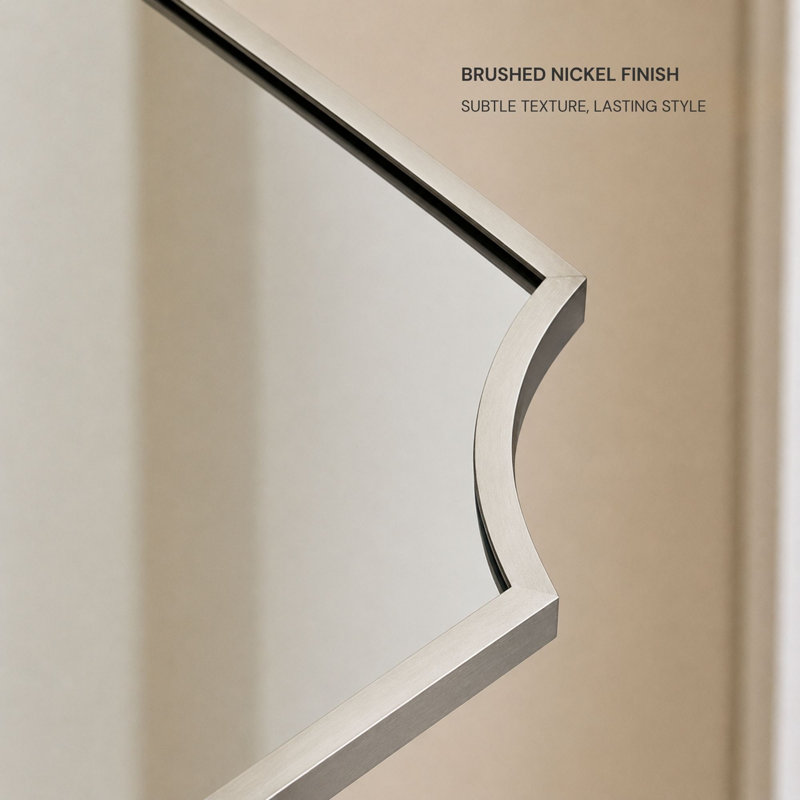 Airius Decorative Scalloped Bathroom Vanity Mirrors, Arched Wall Mirror, Brushed Nickel, 36" x 24"
