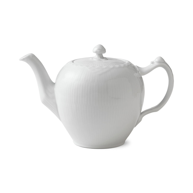 White Fluted Half Lace Teapot