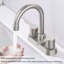 Robinet de lavabo de salle de bain à 2 poignées, robinets de salle de bain en nickel brossé à centre central pour 3 trous-126253948