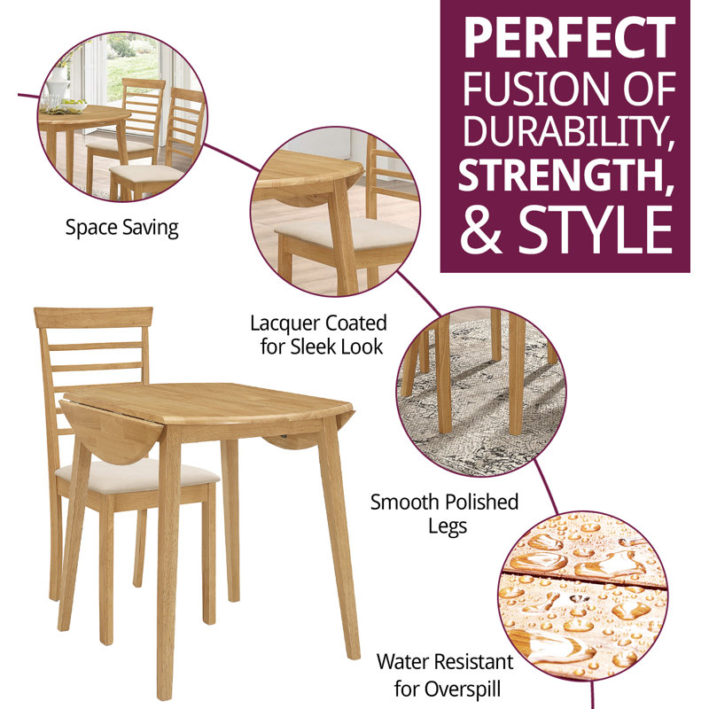 Mcneill 4 - Person Drop Leaf Dining Set, Oak, Oak, 5