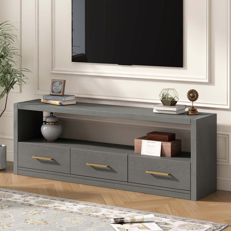 Console classique avec trois tiroirs et une surface spacieuse, Gris