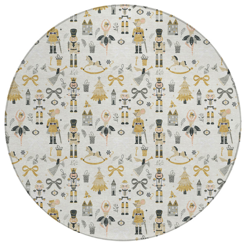 Tapis tissé à la machine Xhevrie, Rond 8 pi