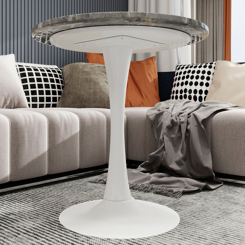 27.6-Inch Coffee Table, Dining Table, White, Gray