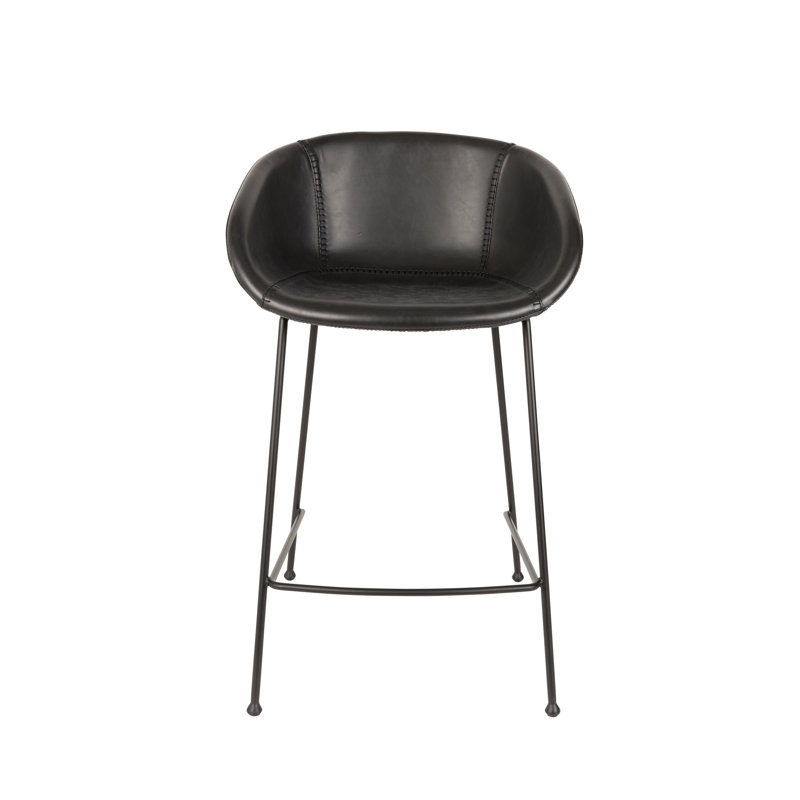 Feston Counter & Bar Stool, Counter Stool (26" Seat Height), Black Faux Leather