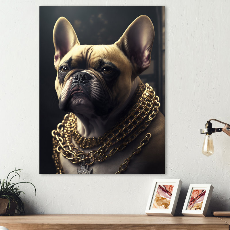 Mafia Frenchie II - impression sur toile, Toile tendue, H 32 po x l 16 po x P 1 po