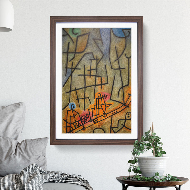 Conquest of the Mountain by Paul Klee - Picture Frame Painting, 65cm H x 48cm W x 2cm D, Walnut Framed