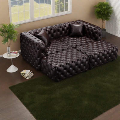 Compression Modular Sectionals, Faux Leather Modern Sofa for Home