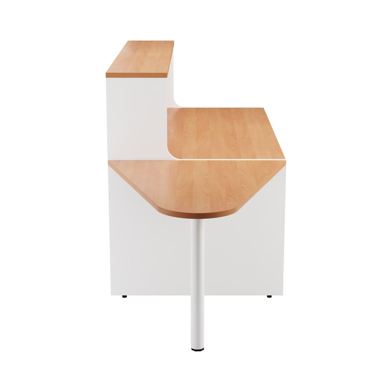 Buariki Rectangle Synthetic Laminate Reception Desk, Beech/White