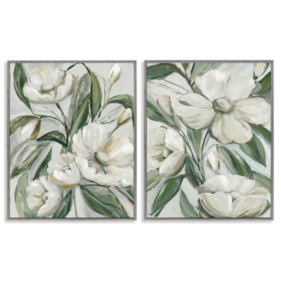  «White Blossoms & Leaves», ensemble de 2 giclées par Hannah Dawson