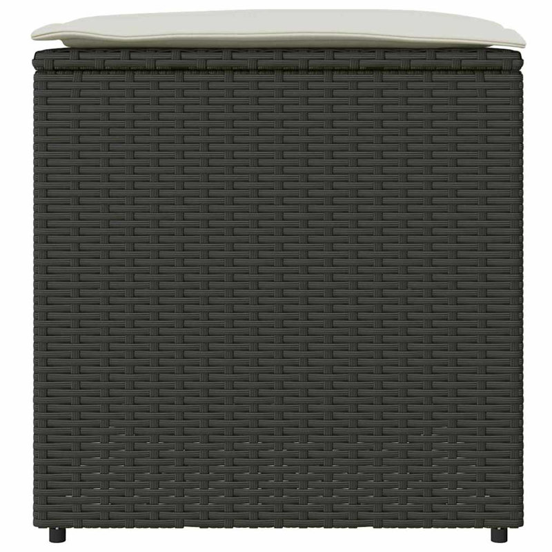 Cushion Box with Storage with Pillow Poly Rattan Outdoor Patio Solution, Black/White