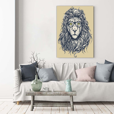 Hipster Lion - Wrapped Canvas Print