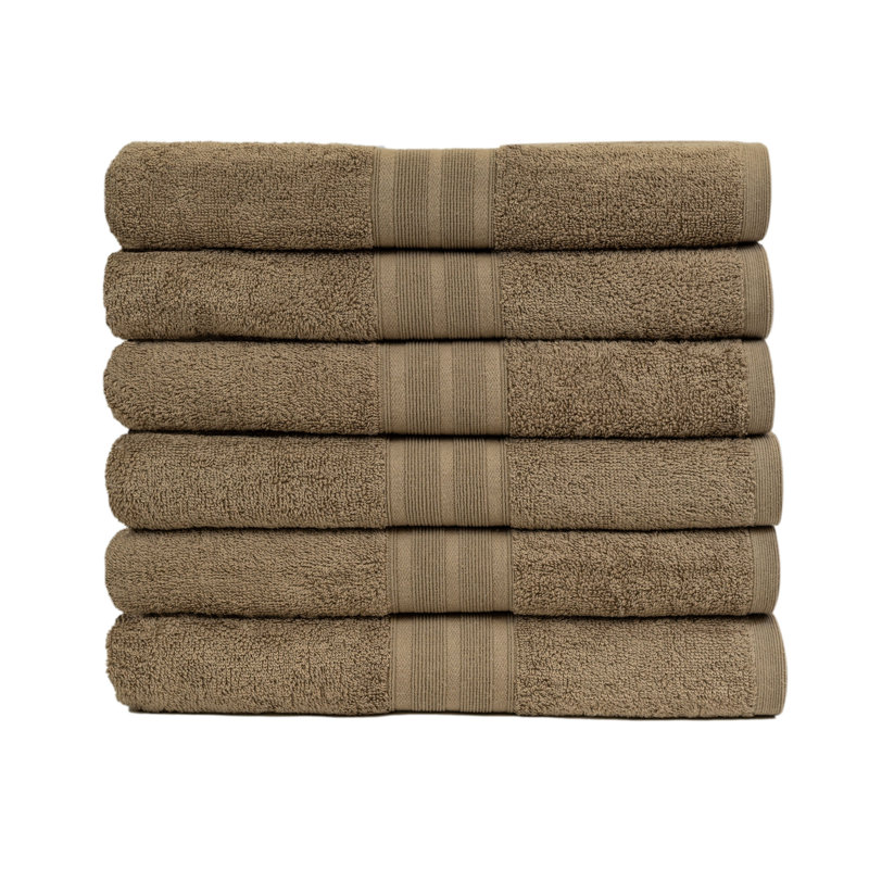 Ensemble 6 serviettes de bain 100% coton 6 pièces, Taupe profond