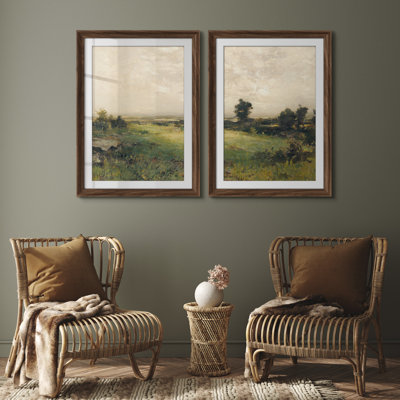 Ensemble de 2 encadrements muraux Premium Premium Fine Art Antique pour chambre à coucher 26 po x 36 po