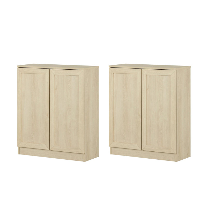 Arum Set Of 2 Sideboards With Shelves, Bleached Oak