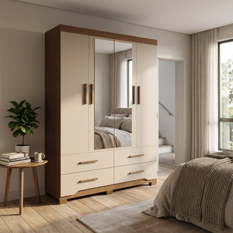 Armoire Miami 61,8 "avec tablettes réglables, tringle, Chêne / Brun
