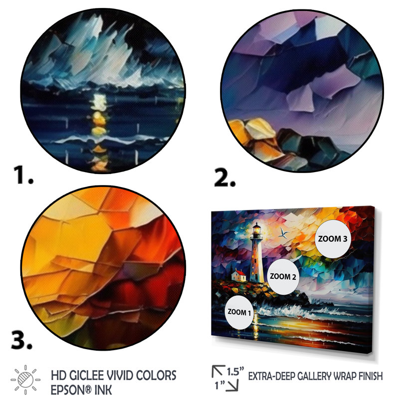 Phare par l'océan V - art mural Coastal Light House, Cadre simple noir, H 12 po x l 20 po x P 1 po
