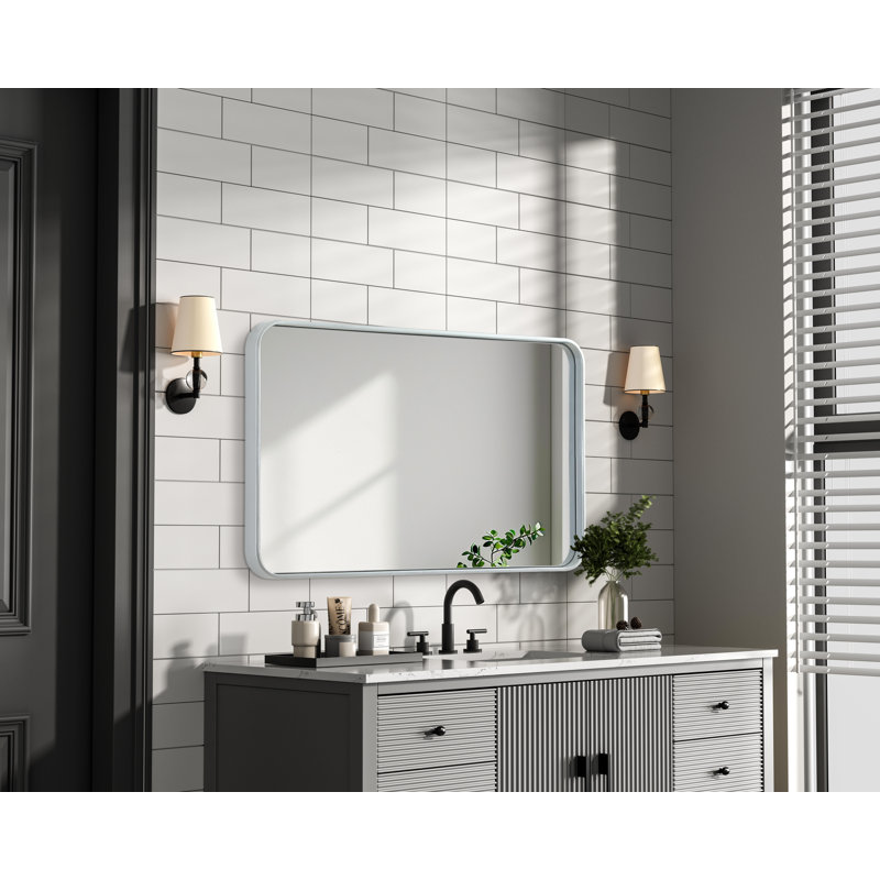 Erath Contour Metal Mirror, Silver, 36" x 22"