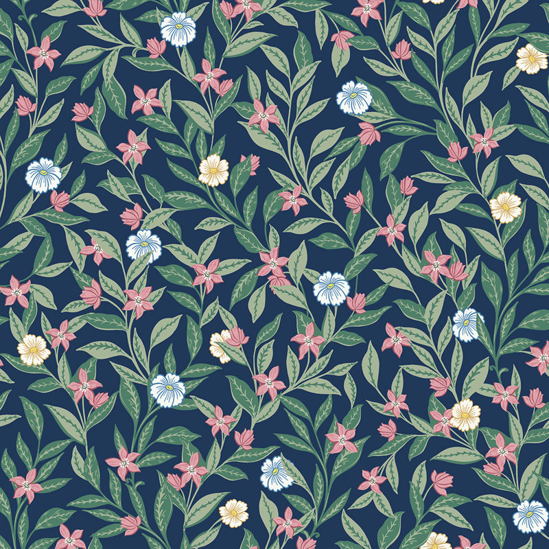 Rouleau de fleurs Addilee, Bleu marine / vert / rose / jaune