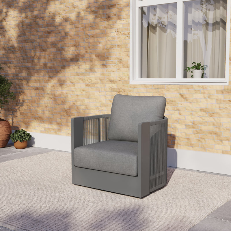 Chaise de patio d'extérieur pivotante avec coussins, Crème