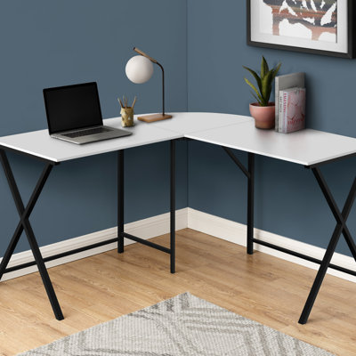 L-Shaped Metal Base Computer Desk