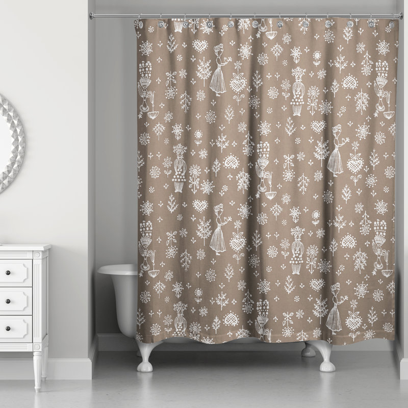 Rideau de douche simple fantaisiste femmes Hammontree, Brun / Blanc