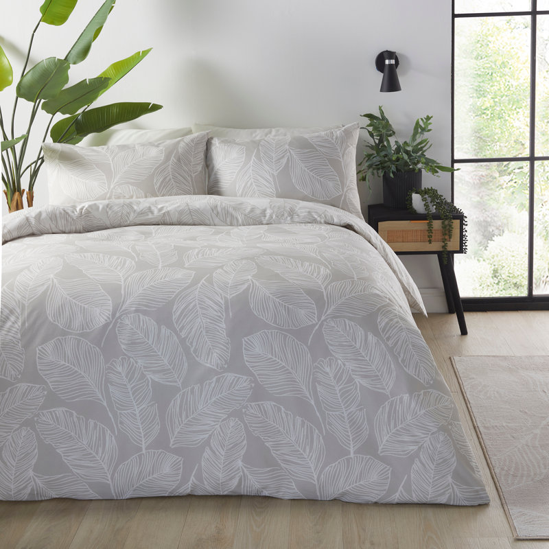 Matteo Cotton Blend Floral Duvet Cover Set with Pillowcases, Natural, Super King - 2 Standard Pillowcase
