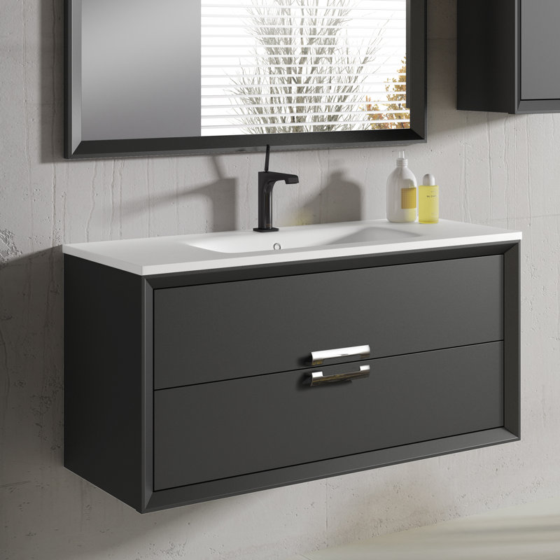 Ensemble de meuble-lavabo simple mural 32 po Zak, Gris
