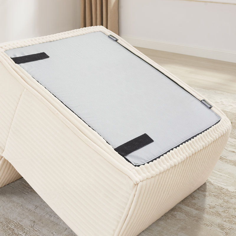 Boneless L-shaped or U-shaped corduroy modular sofa, freely configurable, boneless design, Beige Corduroy