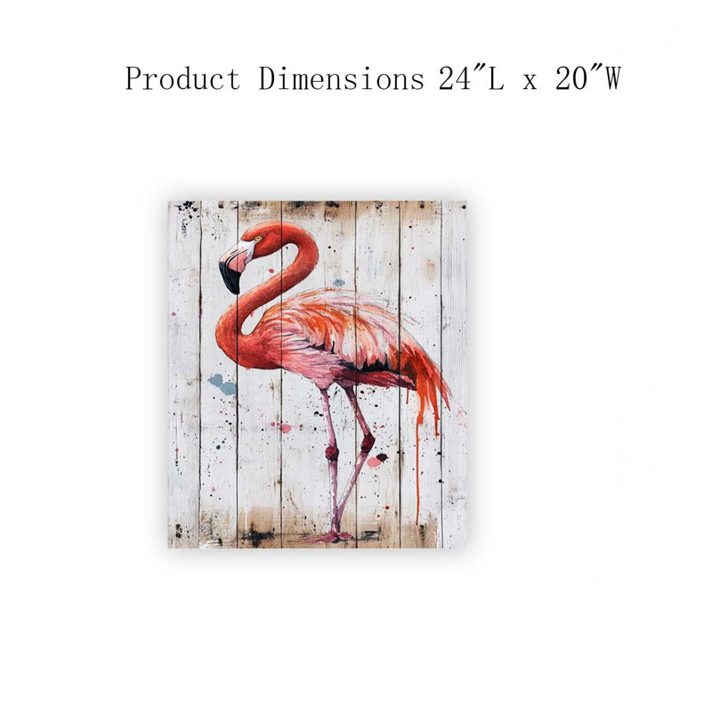 «Rustic Flamingo», art mural sur toile 20 po x 24 po