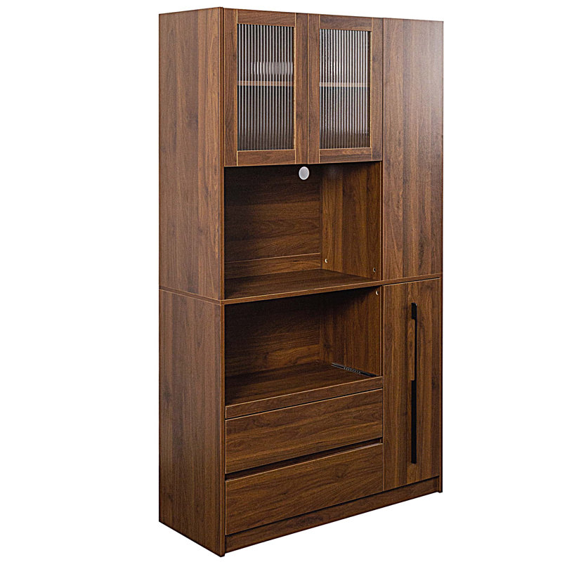 Armoire de cuisine 70,87 "avec tablette, tiroirs et support à micro-ondes Robert
