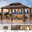Pavillon de jardin 12 pi x 16 pi avec toit en polycarbonate à deux niveaux et structure en aluminium-133094056-133094058