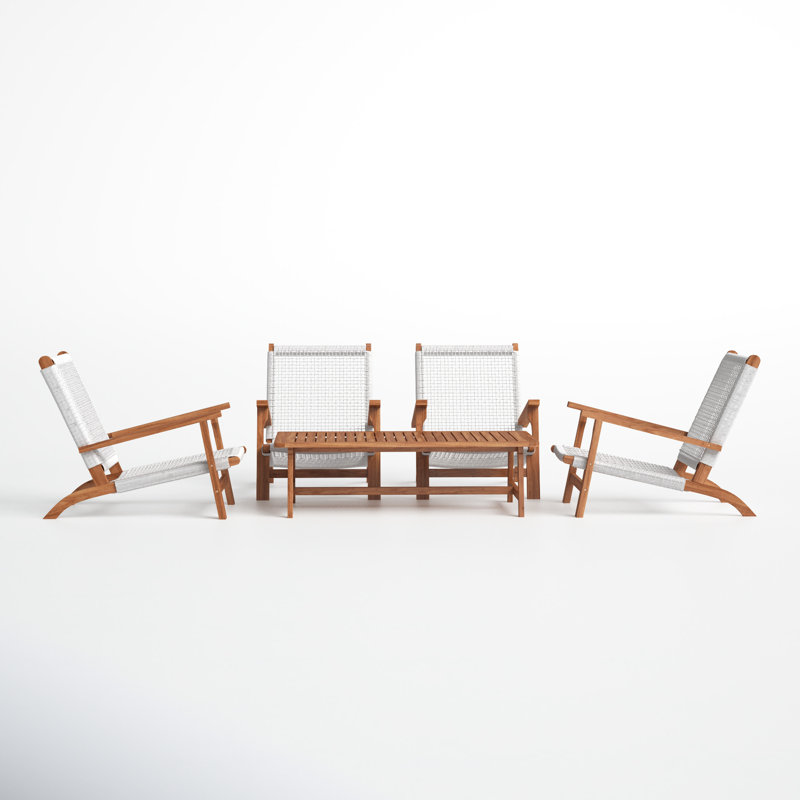 Kismet Acacia 4 - Person Patio Conversation Set, Natural/White