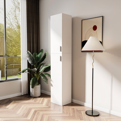 Armoire autoportante blanche avec tablettes pour solution de rangement spacieuse