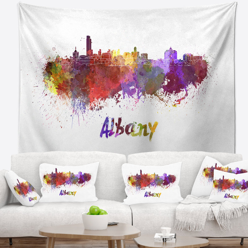 Tapisserie d'albany skyline Cityscape, H 50 po x l 60 po