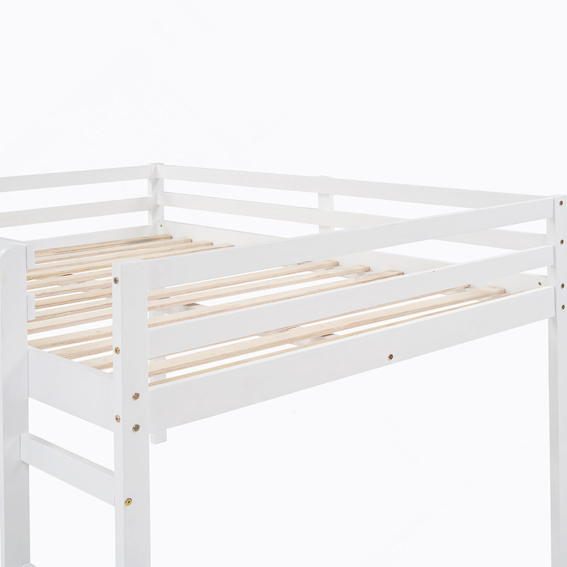 Lit mezzanine avec design multifonctionnel coulissant