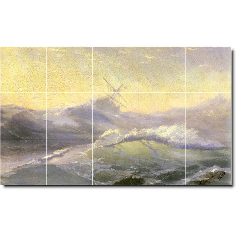 Carreau de peinture murale 40 po x 24 po 8 po x 8 po, Bord de l'eau 025