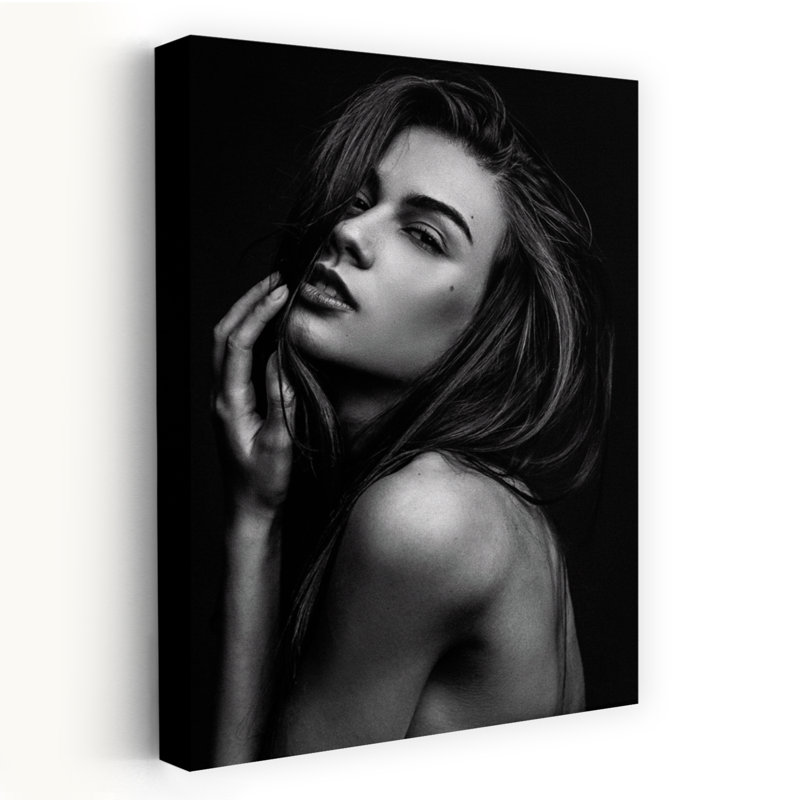 Sensual Woman Portrait Classic Elegant Abstract Portrait Wall Art Print 1 Piece Wrapped Canvas Wall Art